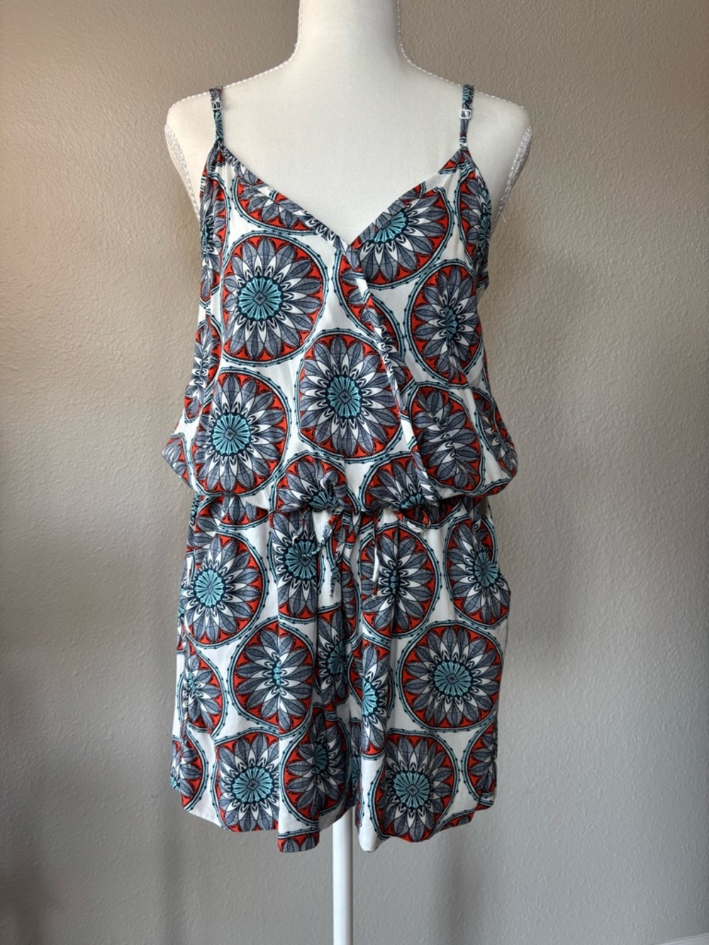 Banana Republic Factory Women's Medallion Print Faux Wrap Romper Medium